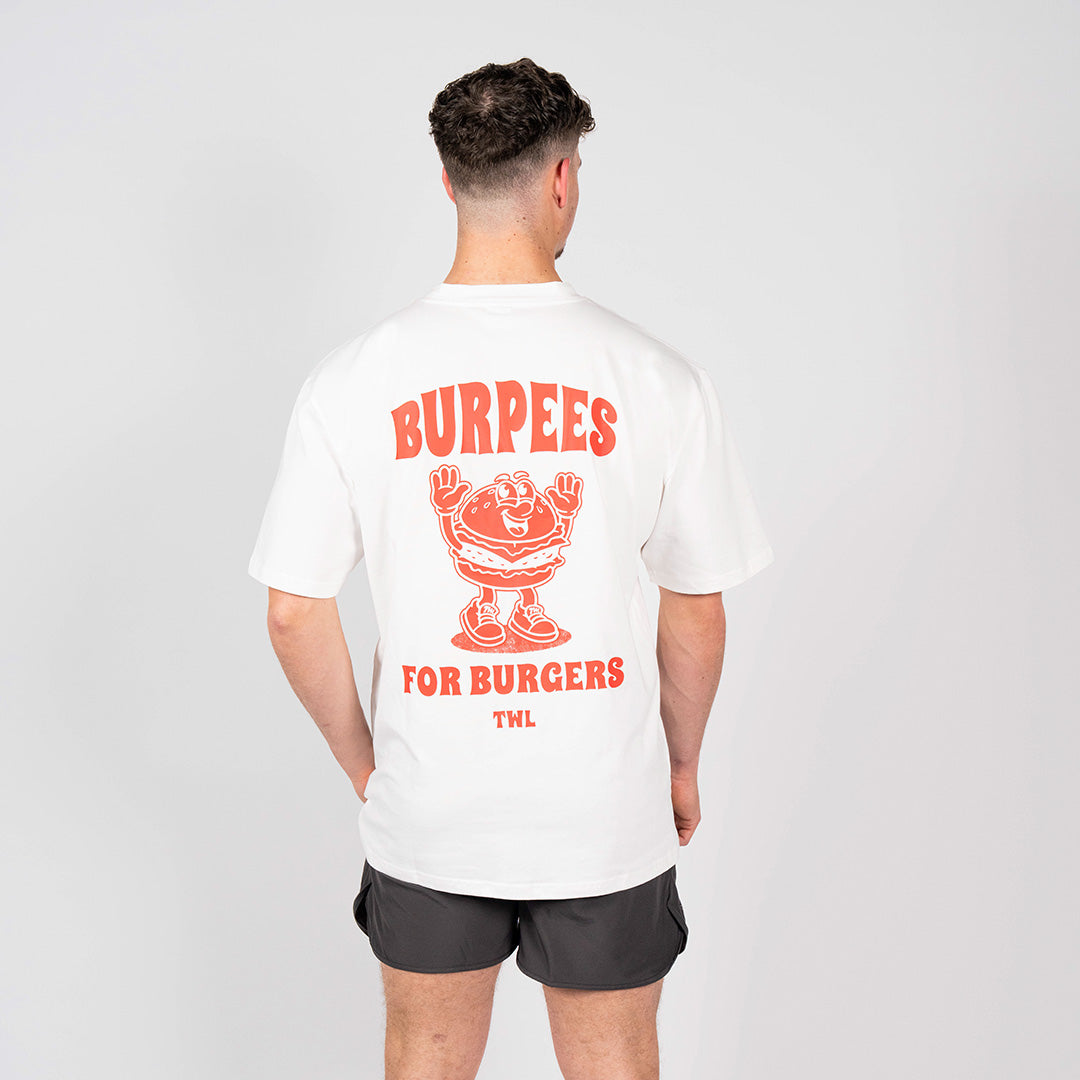TWL - LIFESTYLE OVERSIZED T-SHIRT - BURPEES FOR BURGERS - WHITE