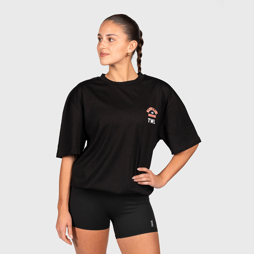 TWL - LIFESTYLE OVERSIZED T-SHIRT - CAFFEINATE & DOMINATE - BLACK