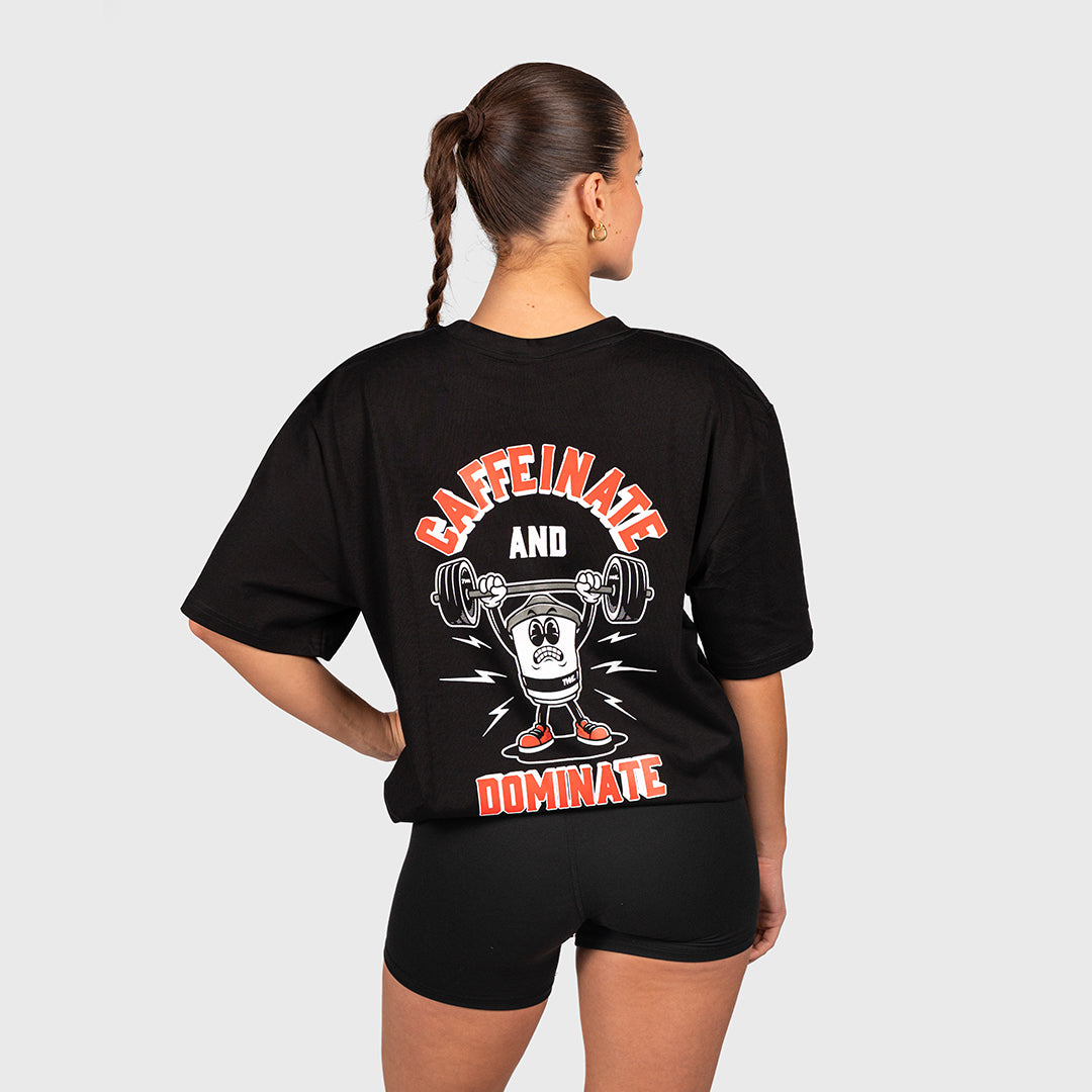 TWL - LIFESTYLE OVERSIZED T-SHIRT - CAFFEINATE & DOMINATE - BLACK