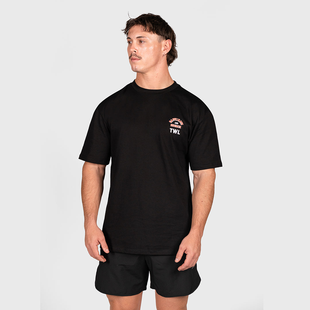 TWL - LIFESTYLE OVERSIZED T-SHIRT - CAFFEINATE & DOMINATE - BLACK