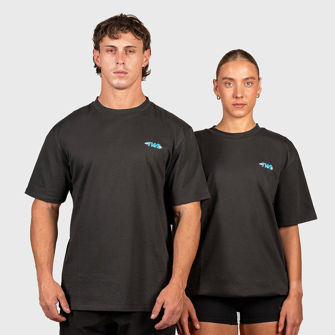 TWL - LIFESTYLE OVERSIZED T-SHIRT - DRAGON - FADED BLACK/BLUE