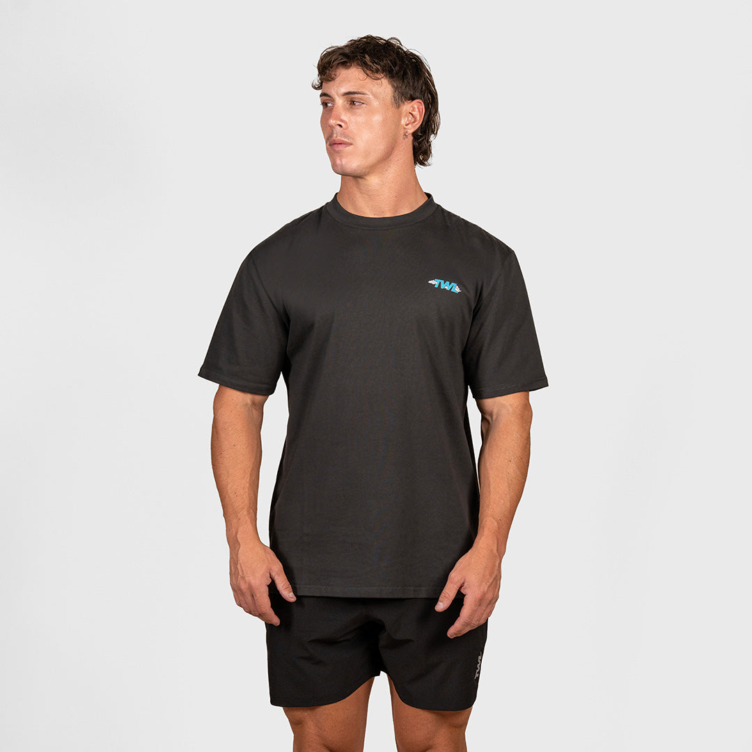 TWL - LIFESTYLE OVERSIZED T-SHIRT - DRAGON - FADED BLACK/BLUE