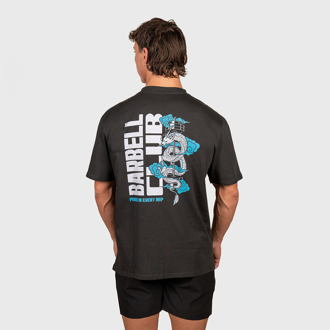 TWL - LIFESTYLE OVERSIZED T-SHIRT - DRAGON - FADED BLACK/BLUE