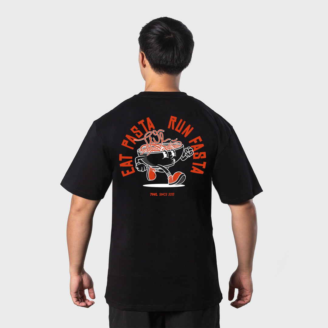TWL - LIFESTYLE OVERSIZED T-SHIRT - EAT PASTA RUN FASTA - BLACK
