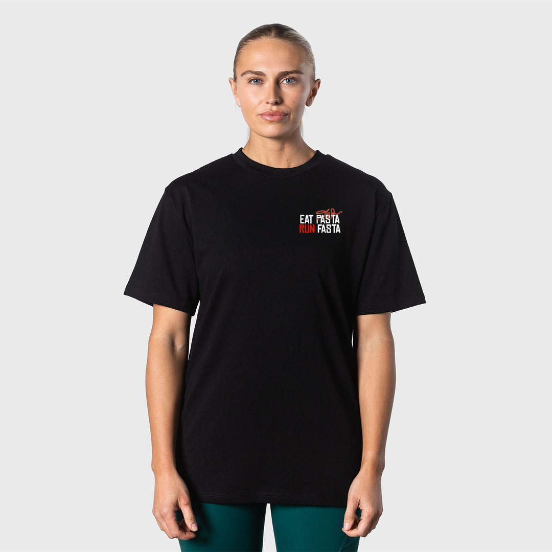 TWL - LIFESTYLE OVERSIZED T-SHIRT - EAT PASTA RUN FASTA - BLACK