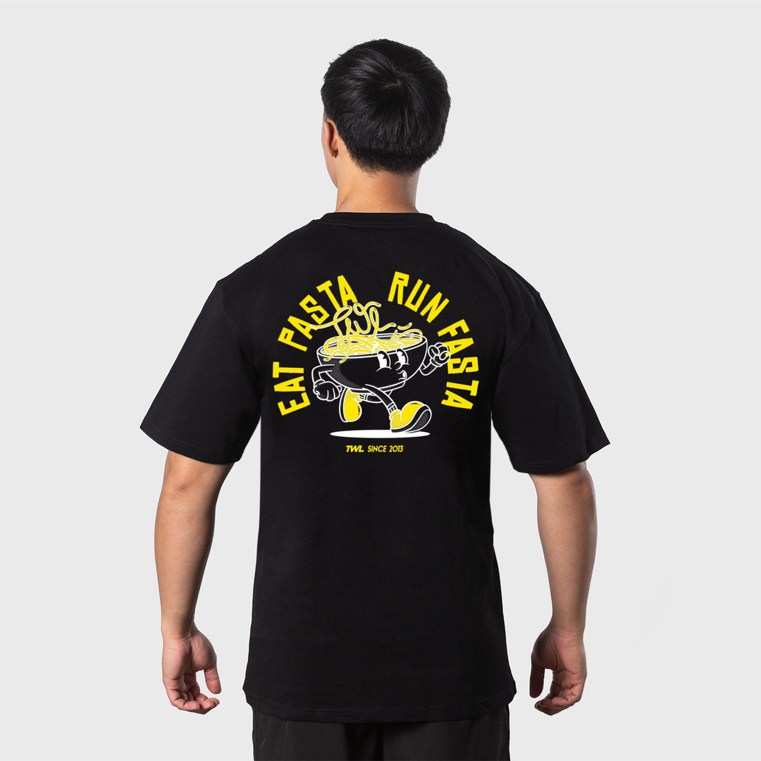TWL - LIFESTYLE OVERSIZED T-SHIRT - EAT PASTA RUN FASTA - BLACK/YELLOW