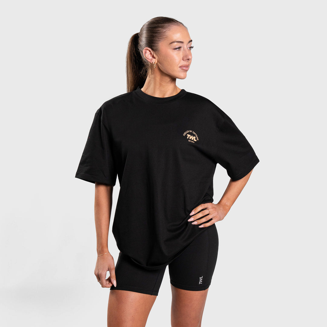 TWL - LIFESTYLE OVERSIZED T-SHIRT - FUELED BY CAFFEINE - BLACK