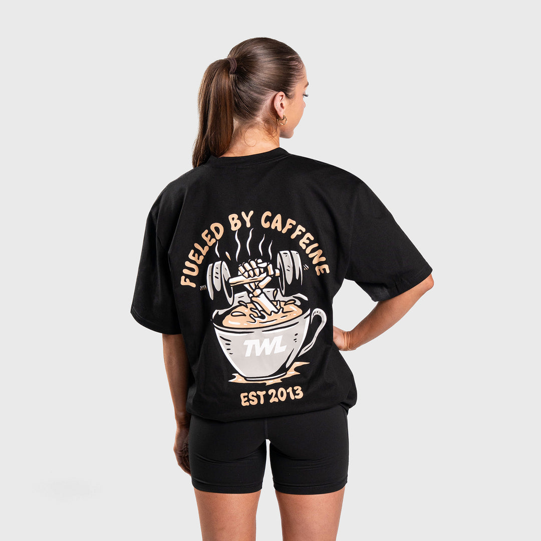 TWL - LIFESTYLE OVERSIZED T-SHIRT - FUELED BY CAFFEINE - BLACK