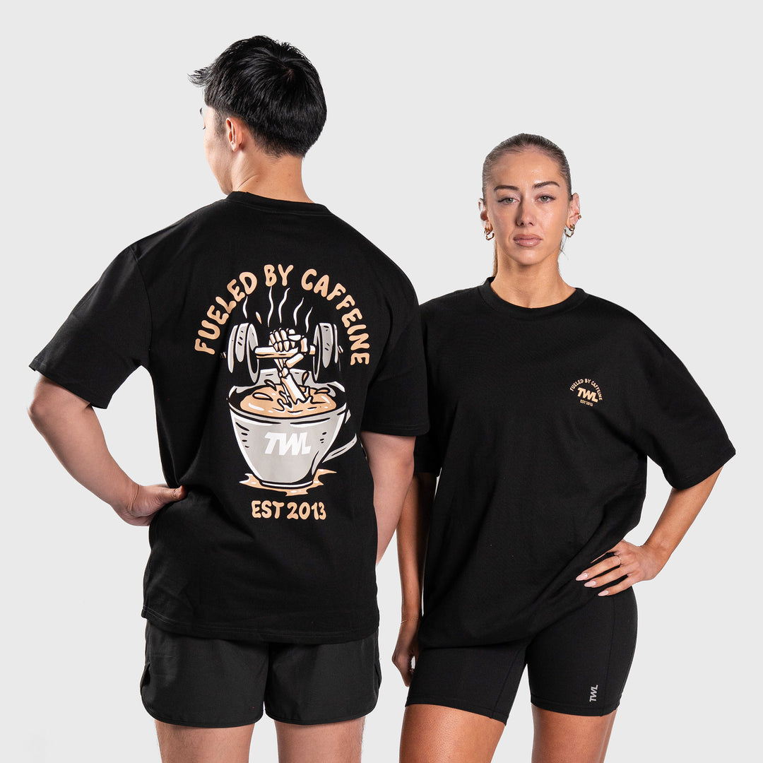 TWL - LIFESTYLE OVERSIZED T-SHIRT - FUELED BY CAFFEINE - BLACK