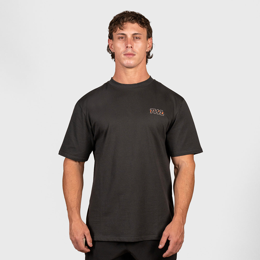 TWL - LIFESTYLE OVERSIZED T-SHIRT - PHOENIX - FADED BLACK/ORANGE