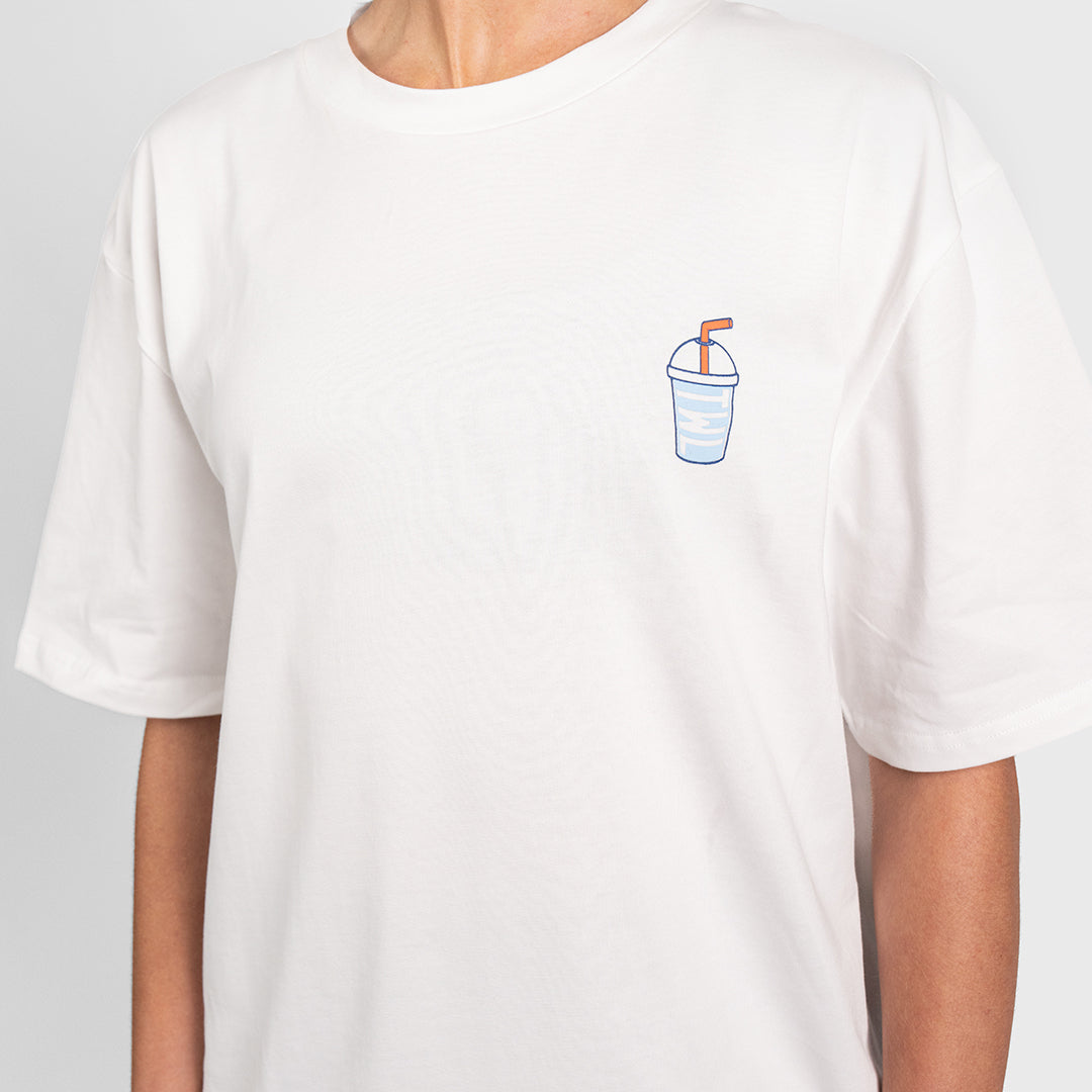 TWL - LIFESTYLE OVERSIZED T-SHIRT - SQUATS & SHAKES - WHITE