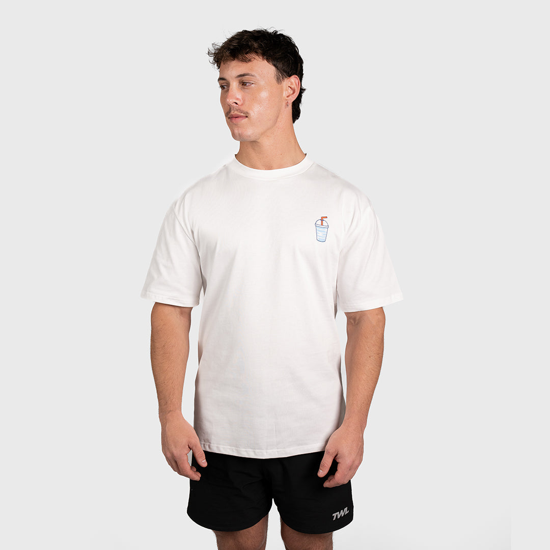 TWL - LIFESTYLE OVERSIZED T-SHIRT - SQUATS & SHAKES - WHITE