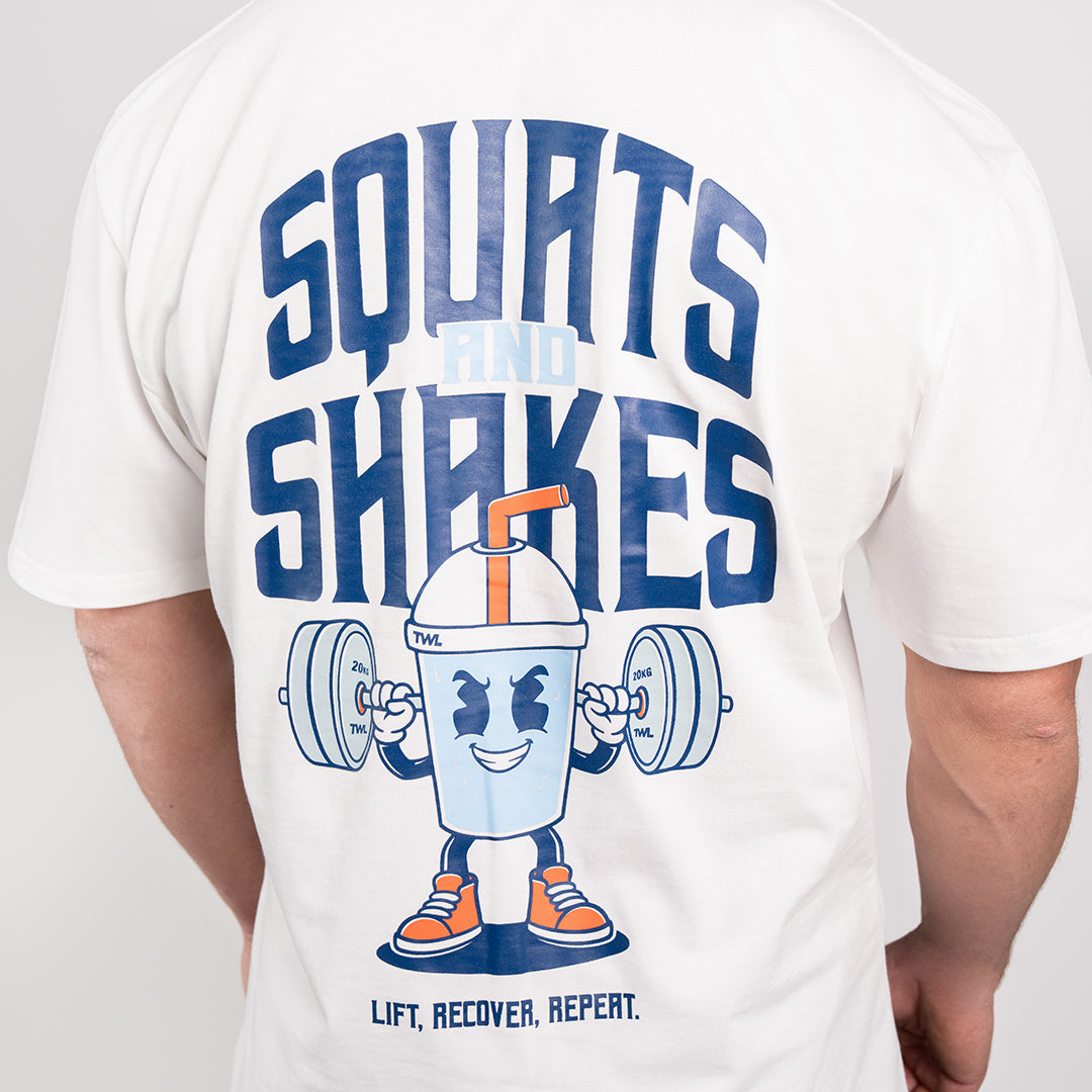 TWL - LIFESTYLE OVERSIZED T-SHIRT - SQUATS & SHAKES - WHITE