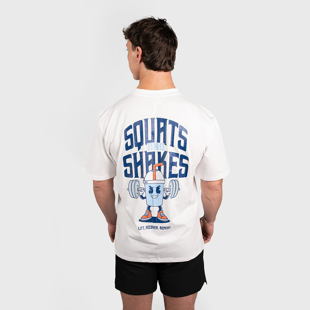 TWL - LIFESTYLE OVERSIZED T-SHIRT - SQUATS & SHAKES - WHITE
