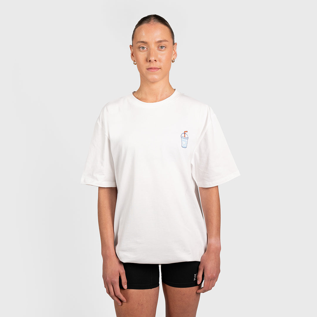 TWL - LIFESTYLE OVERSIZED T-SHIRT - SQUATS & SHAKES - WHITE