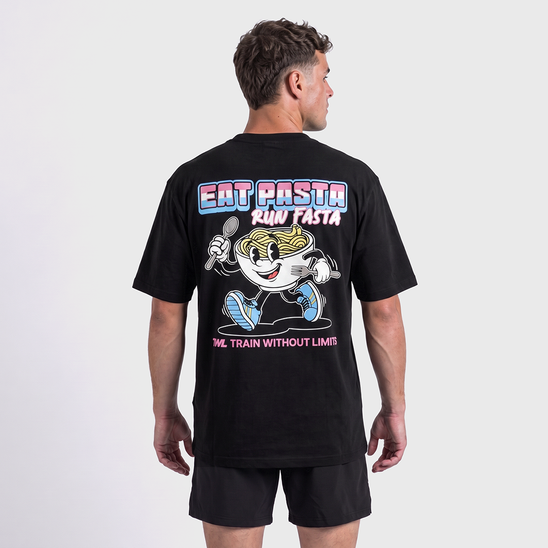 TWL - LIFESTYLE OVERSIZED T-SHIRT - EAT PASTA RUN FASTA V3 - BLACK