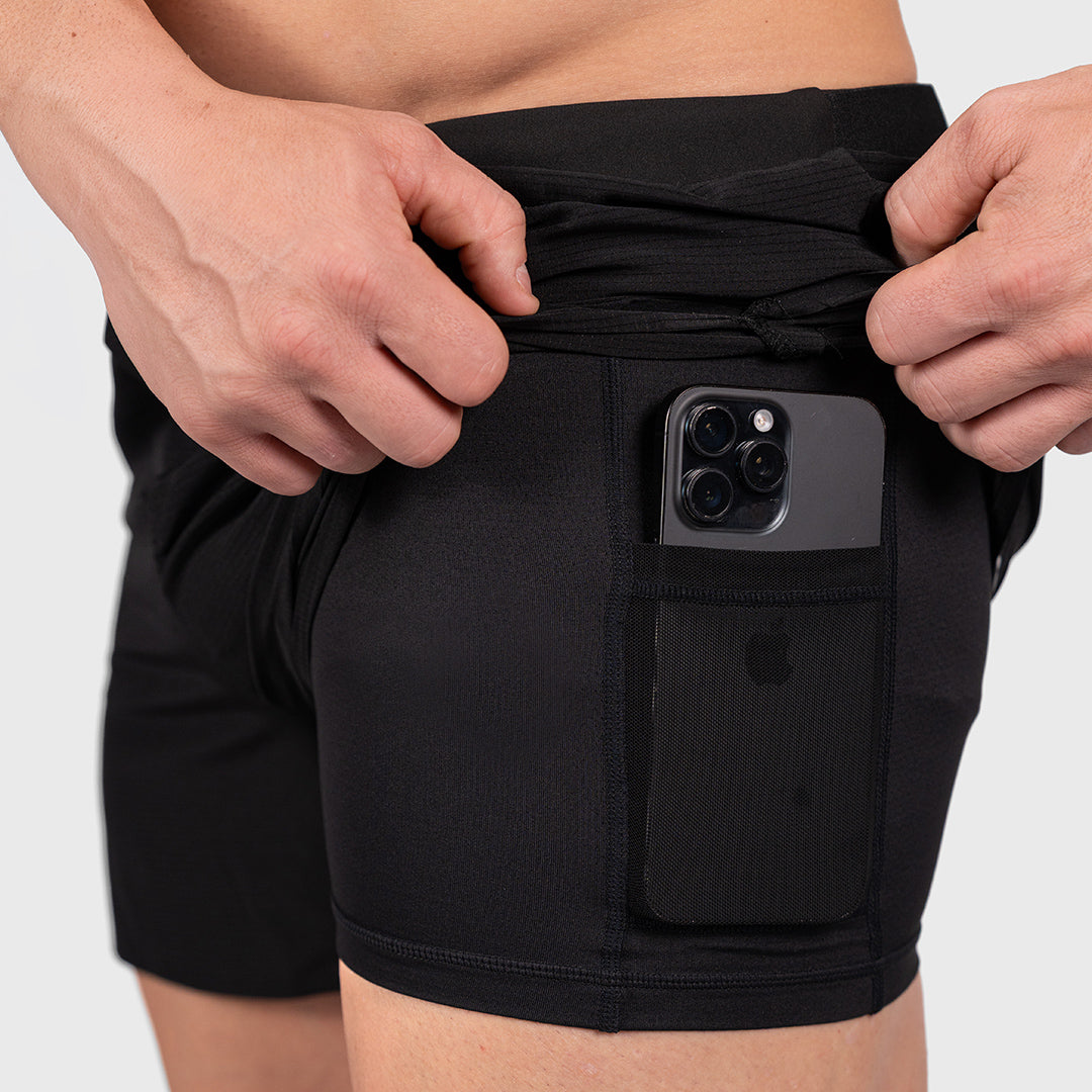 TWL - MENS LINED SPEED SHORTS - 4" - BLACK