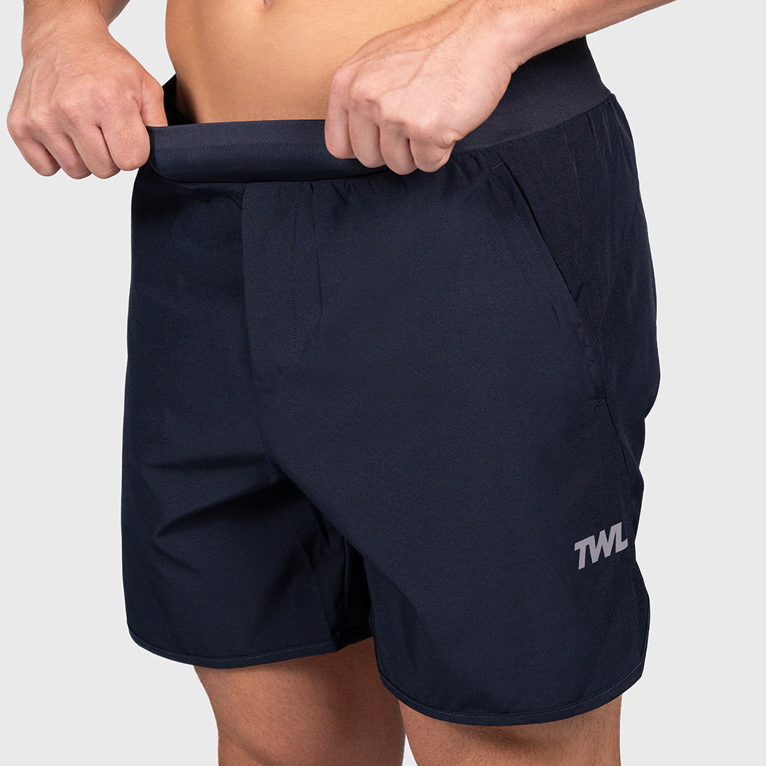 TWL men's 6 inch training shorts – Dark Navy - waistband detail