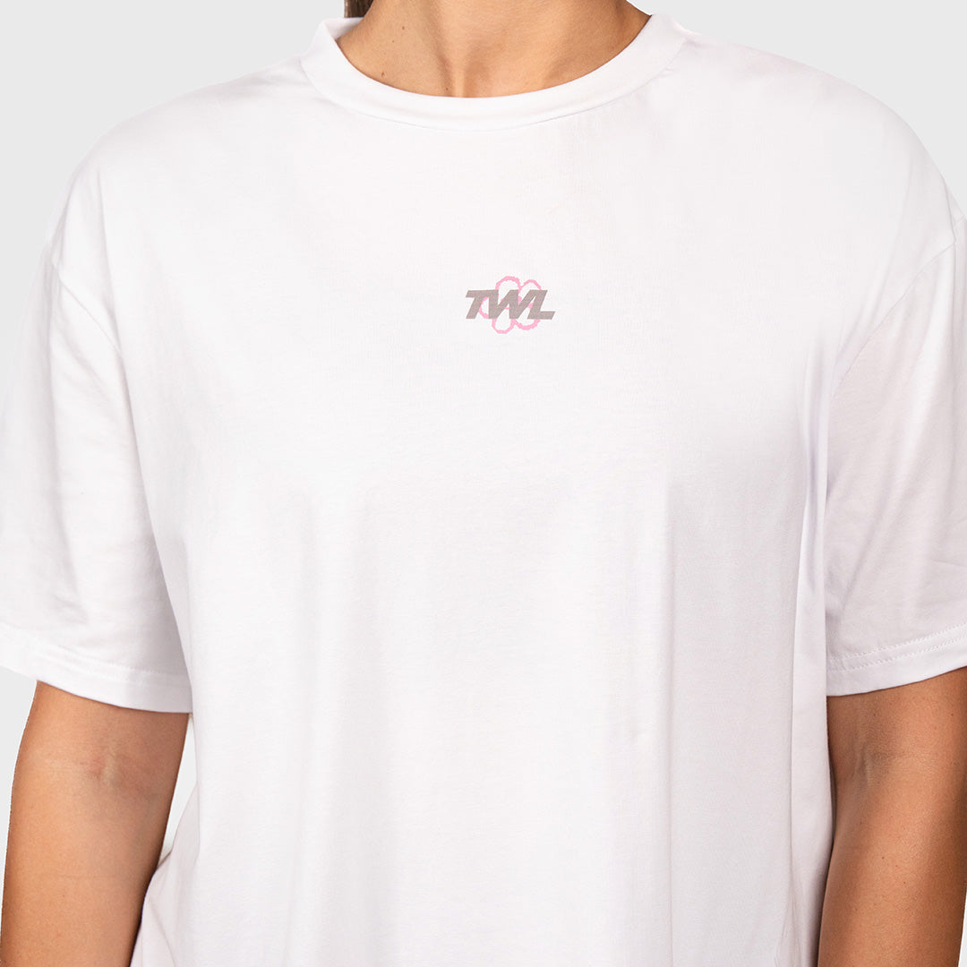 TWL - WOMEN'S OVERSIZED BOYFRIEND T-SHIRT - PIXEL - WHITE