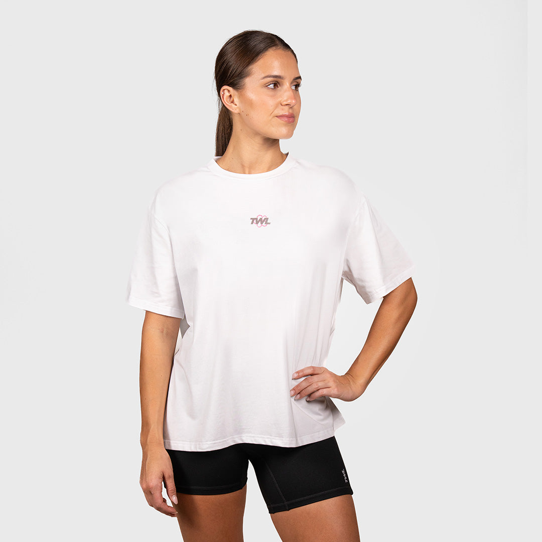 TWL - WOMEN'S OVERSIZED BOYFRIEND T-SHIRT - PIXEL - WHITE