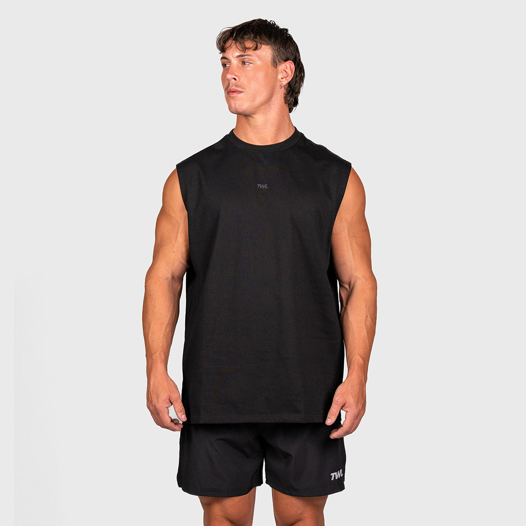 TWL - OVERSIZED MUSCLE TANK - EMBLEM - BLACKOUT
