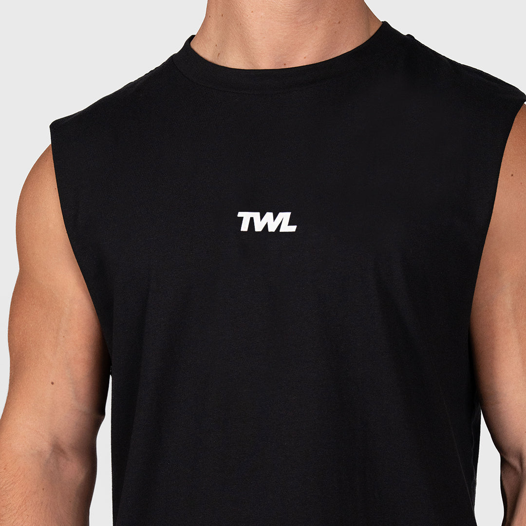 TWL - OVERSIZED MUSCLE TANK - EMBLEM - BLACK/WHITE