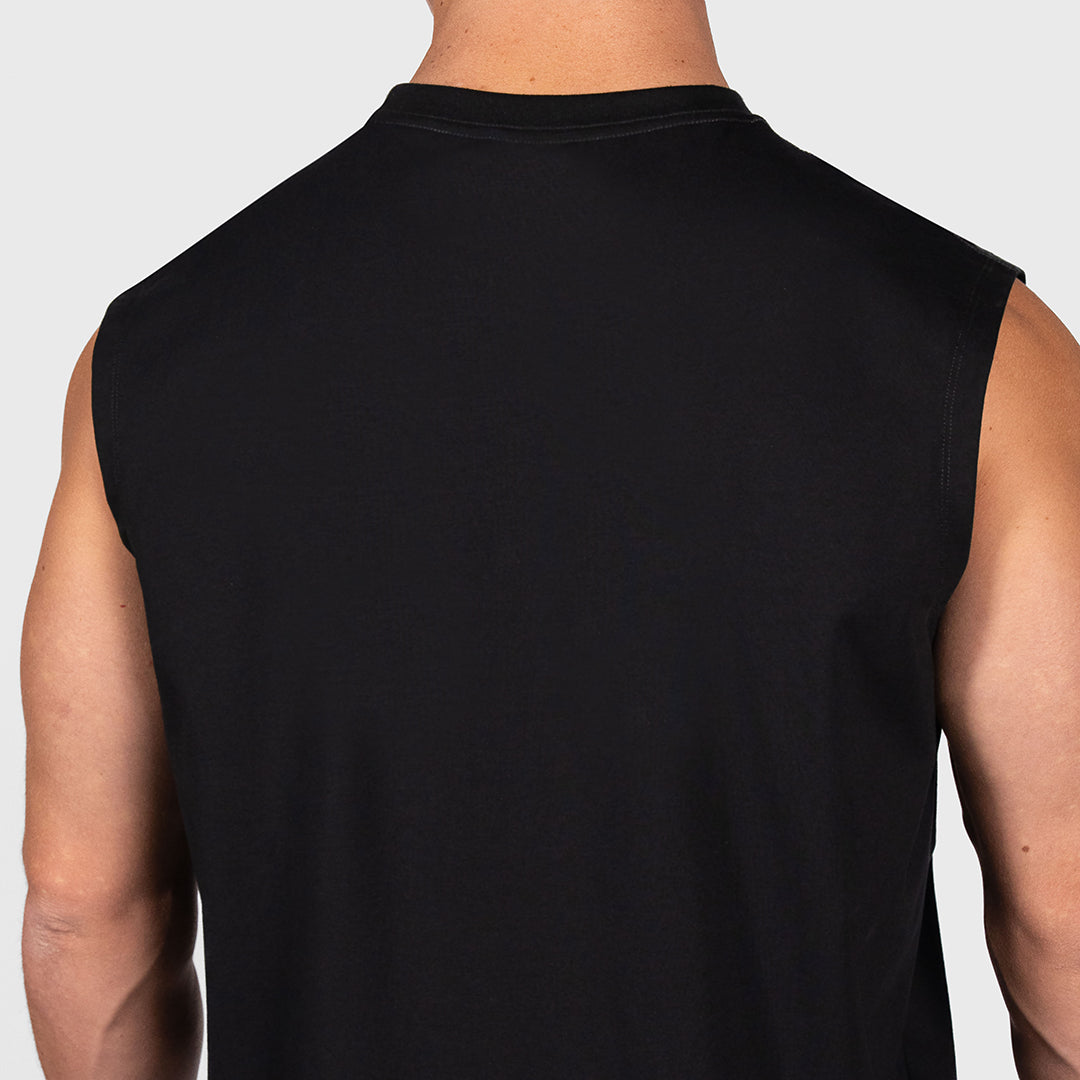 TWL - OVERSIZED MUSCLE TANK - EMBROIDERED - BLACK/WHITE