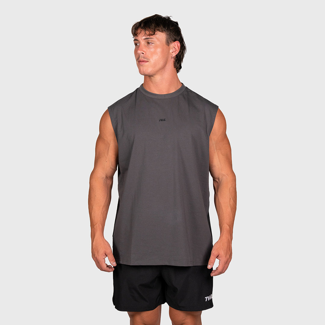 TWL - OVERSIZED MUSCLE TANK - EMBLEM - DARK GREY