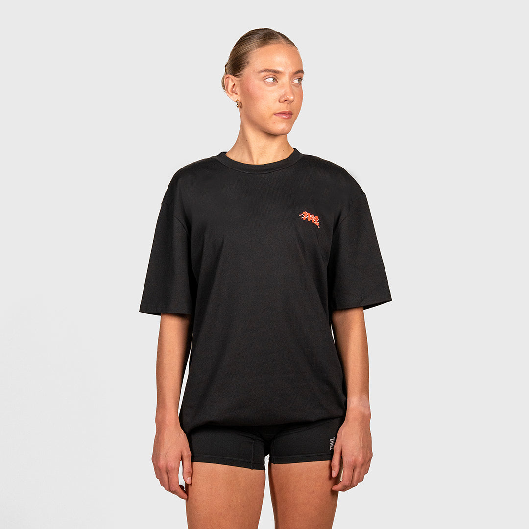 TWL - OVERSIZED T-SHIRT - EAT PASTA RUN FASTA V2 - BLACK/RED