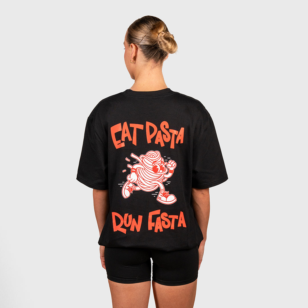 TWL - OVERSIZED T-SHIRT - EAT PASTA RUN FASTA V2 - BLACK/RED