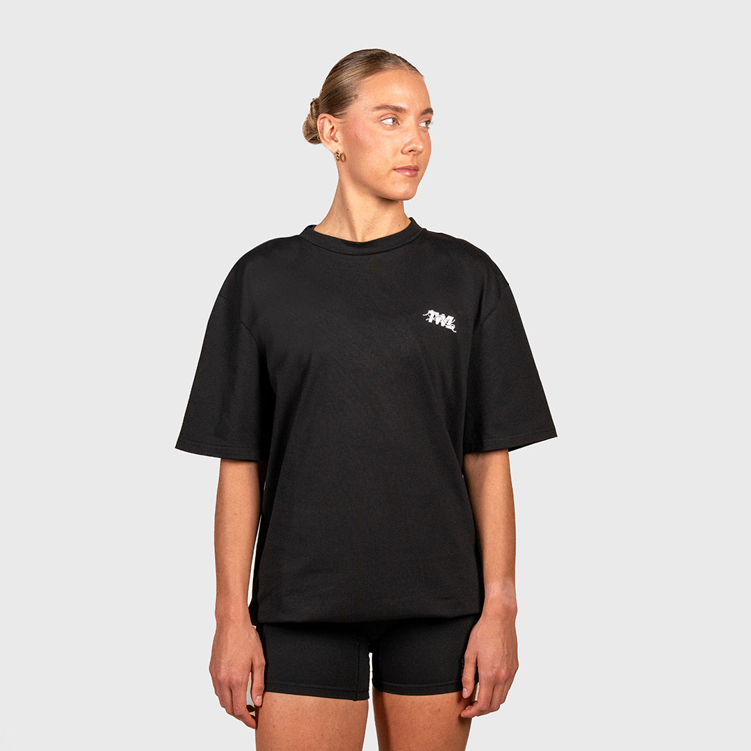 TWL - OVERSIZED T-SHIRT - EAT PASTA RUN FASTA V2 - BLACK/WHITE