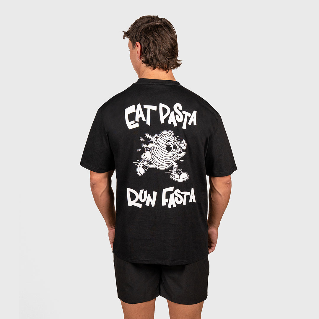 TWL - OVERSIZED T-SHIRT - EAT PASTA RUN FASTA V2 - BLACK/WHITE
