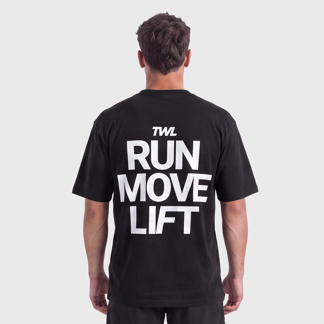 TWL - LIFESTYLE OVERSIZED T-SHIRT - RUN MOVE LIFT - BLACK