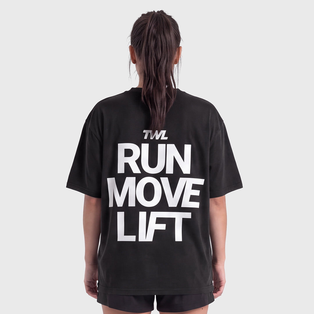TWL - LIFESTYLE OVERSIZED T-SHIRT - RUN MOVE LIFT - BLACK