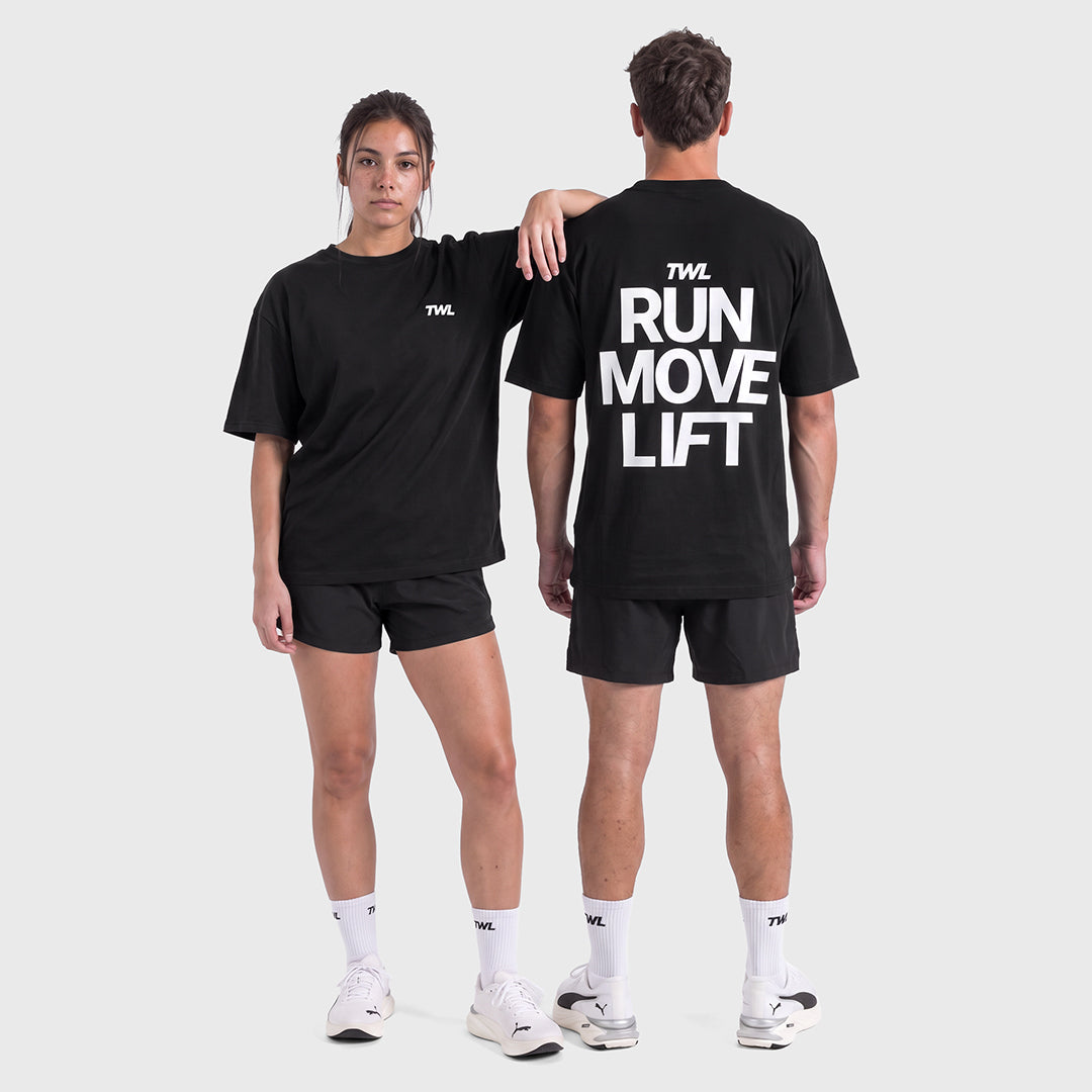 TWL - LIFESTYLE OVERSIZED T-SHIRT - RUN MOVE LIFT - BLACK