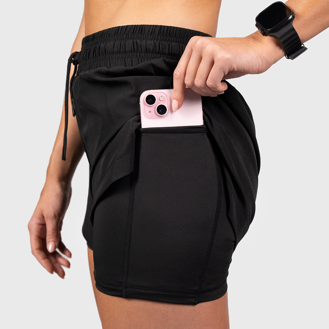 TWL - WOMEN'S 2-IN-1 SHORTS - 3" - BLACK