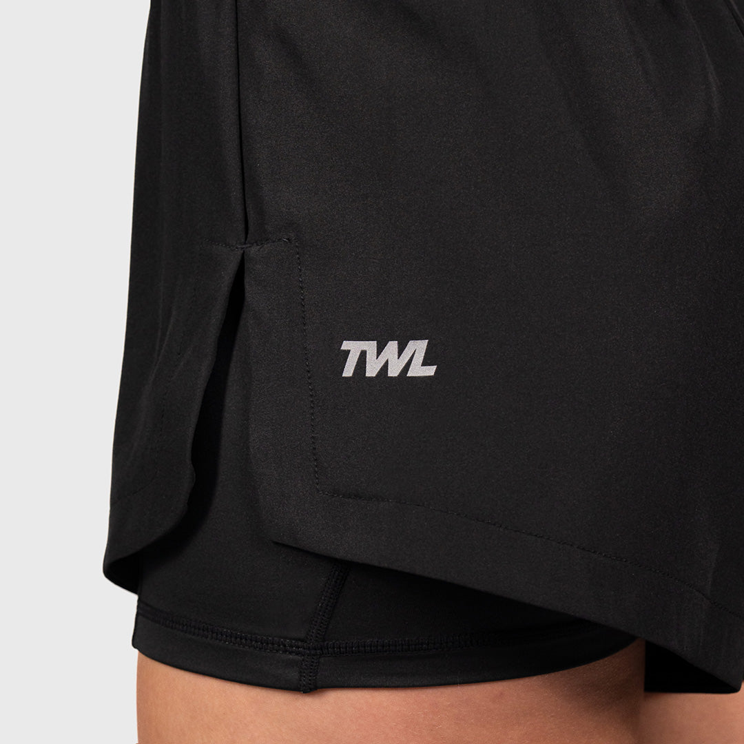 TWL - WOMEN'S 2-IN-1 SHORTS - 3" - BLACK