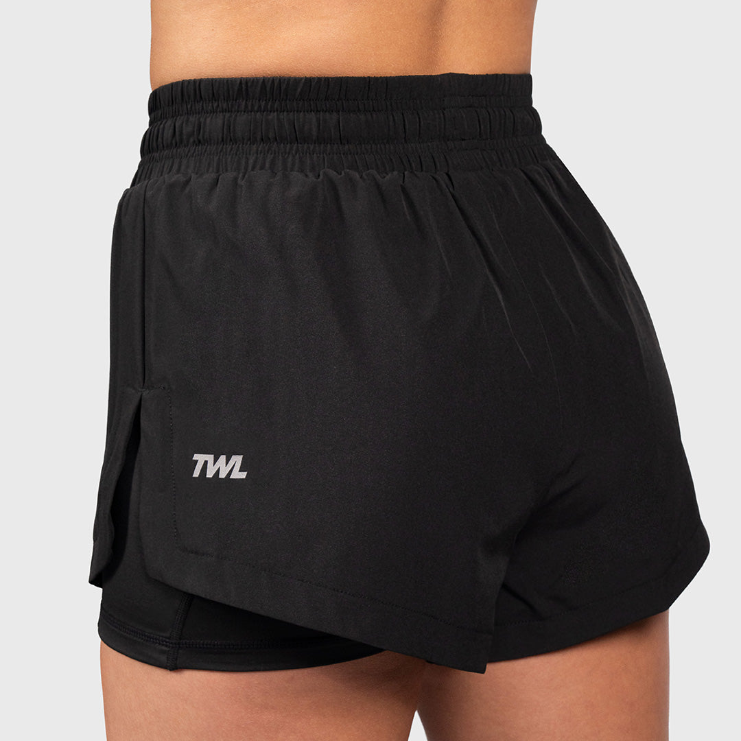 TWL - WOMEN'S 2-IN-1 SHORTS - 3" - BLACK