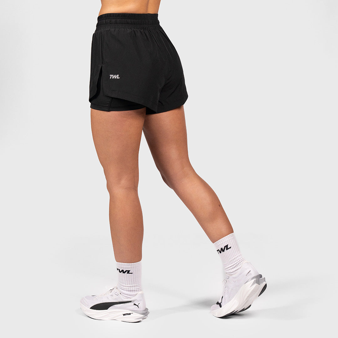 TWL - WOMEN'S 2-IN-1 SHORTS - 3" - BLACK