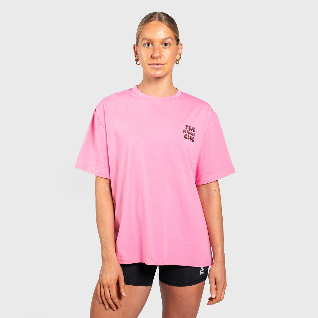 TWL - WOMEN'S OVERSIZED BOYFRIEND T-SHIRT - FITNESS CLUB - PINK
