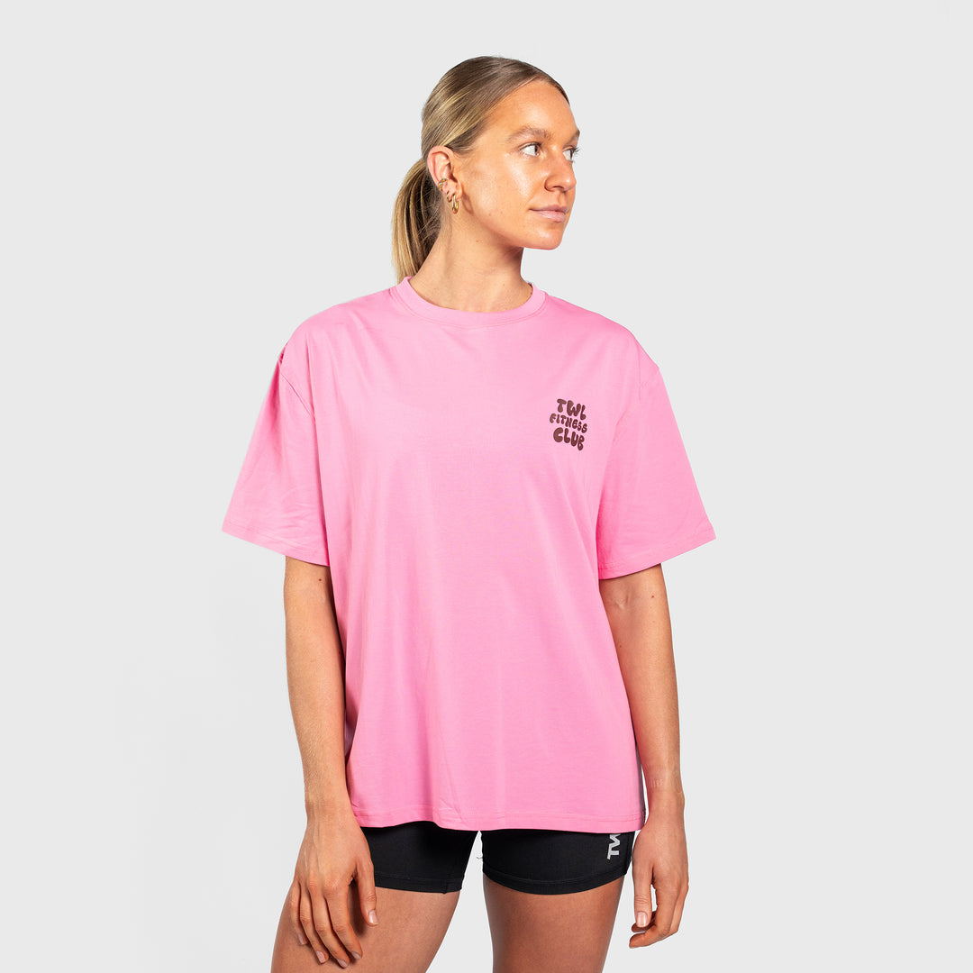 TWL - WOMEN'S OVERSIZED BOYFRIEND T-SHIRT - FITNESS CLUB - PINK