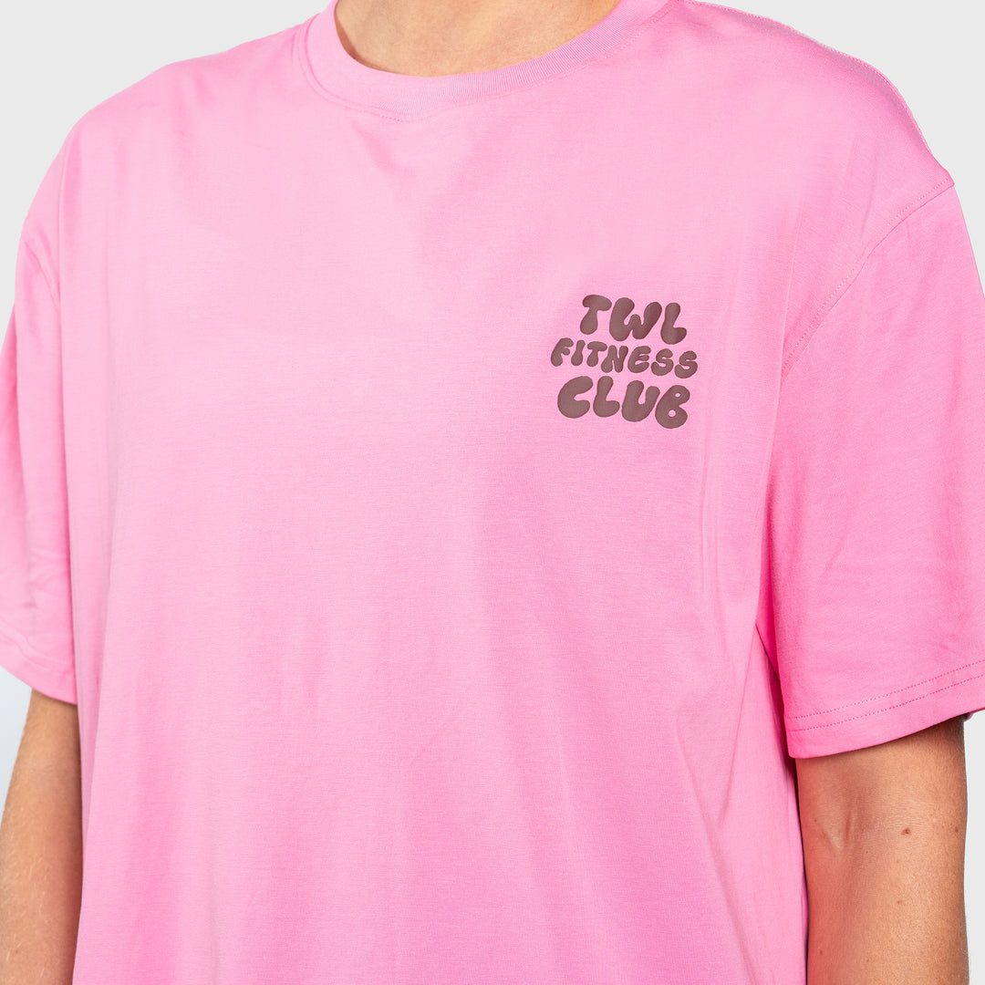 TWL - WOMEN'S OVERSIZED BOYFRIEND T-SHIRT - FITNESS CLUB - PINK