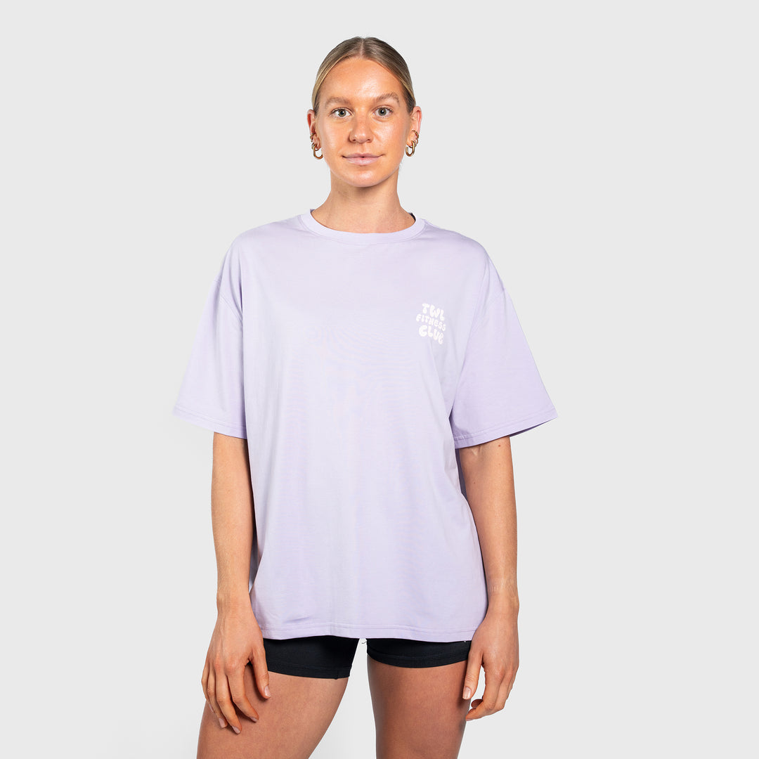 TWL - WOMEN'S OVERSIZED BOYFRIEND T-SHIRT - FITNESS CLUB - PURPLE