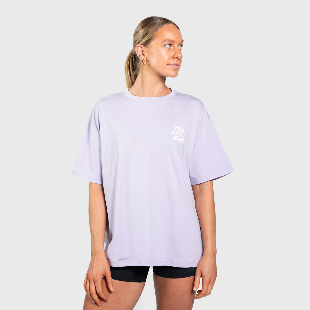 TWL - WOMEN'S OVERSIZED BOYFRIEND T-SHIRT - FITNESS CLUB - PURPLE