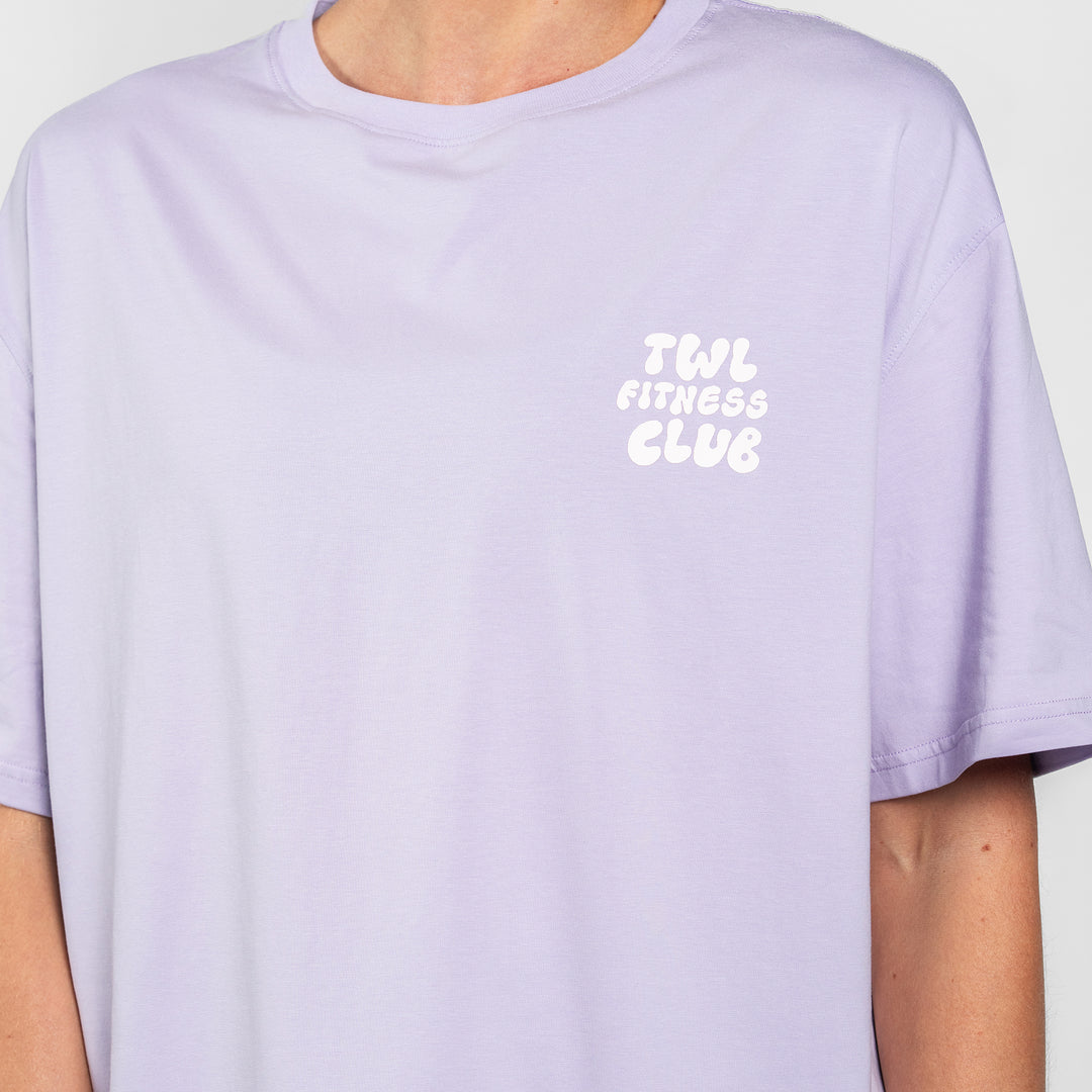 TWL - WOMEN'S OVERSIZED BOYFRIEND T-SHIRT - FITNESS CLUB - PURPLE