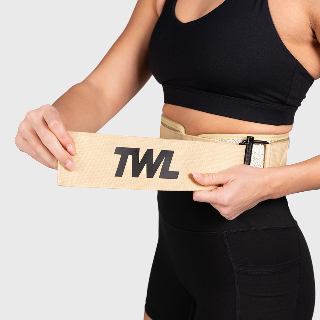 TWL - HYBRID VELCRO LIFTING BELT - 4" - GOLD SPARKLE