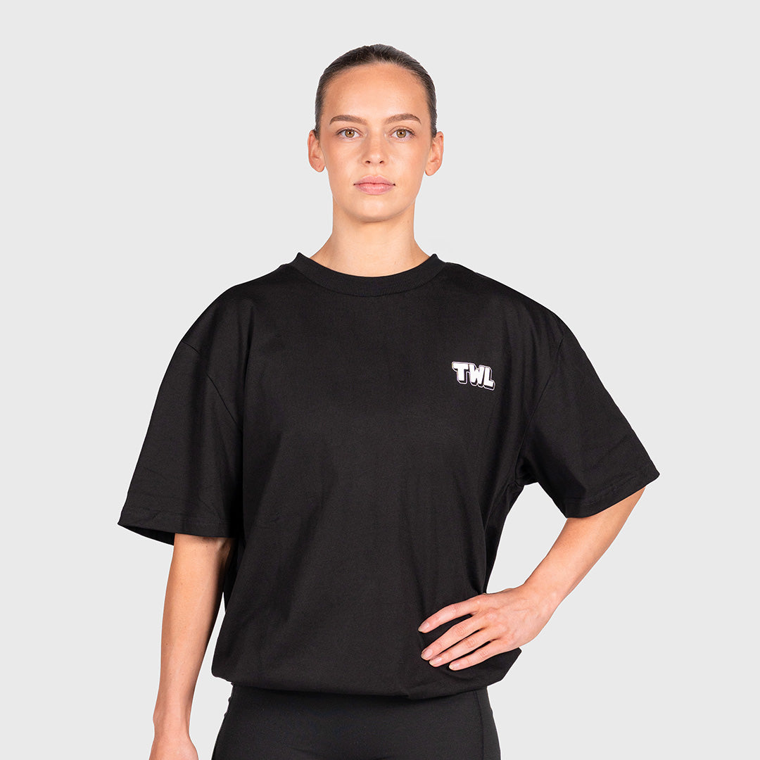 TWL - LIFESTYLE OVERSIZED T-SHIRT - BUILT AT DAWN UNISEX - BLACK/WHITE