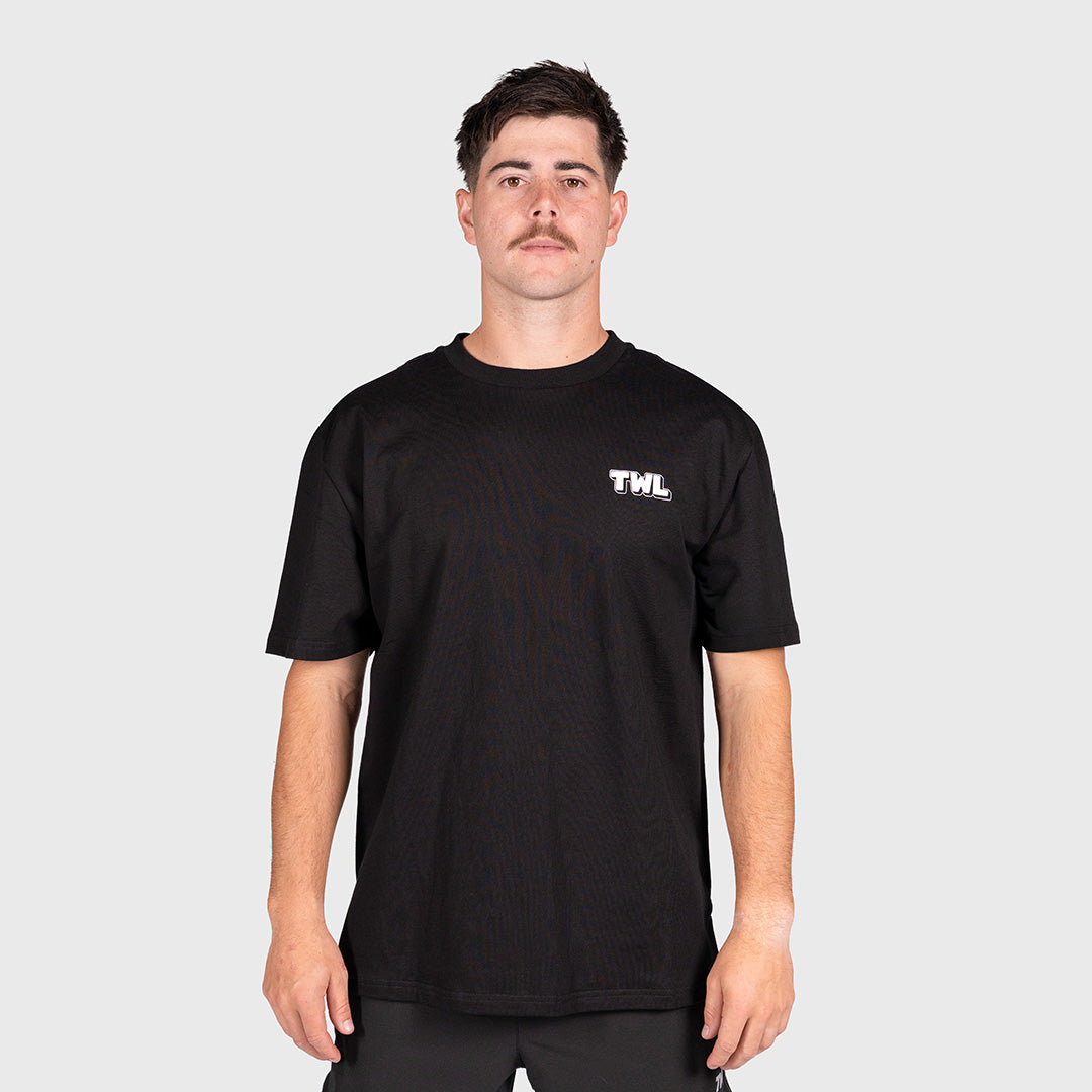 TWL - LIFESTYLE OVERSIZED T-SHIRT - BUILT AT DAWN UNISEX - BLACK/WHITE