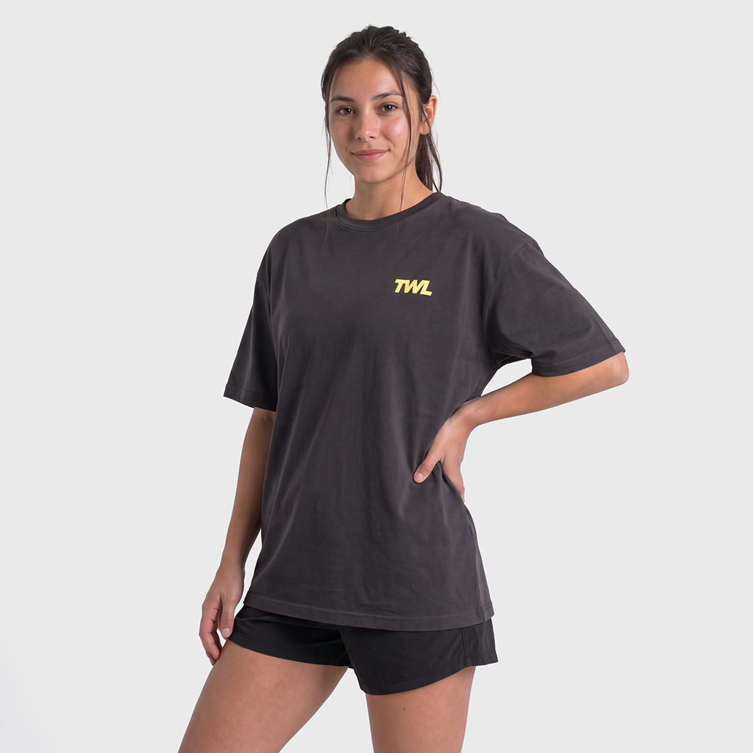 TWL - LIFESTYLE OVERSIZED T-SHIRT - TWL COFFEE LIFT RUN - WASHED BLACK