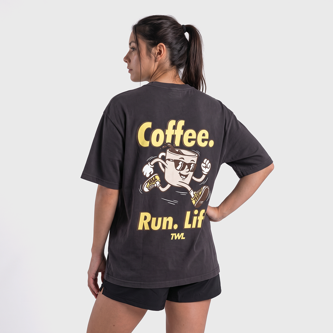 TWL - LIFESTYLE OVERSIZED T-SHIRT - TWL COFFEE LIFT RUN - WASHED BLACK
